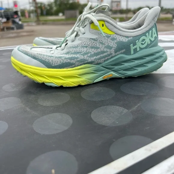 Hoka Speedgoat 5 Women's Trail Running Shoes - Gray and Yellow - Picture 2 of 6